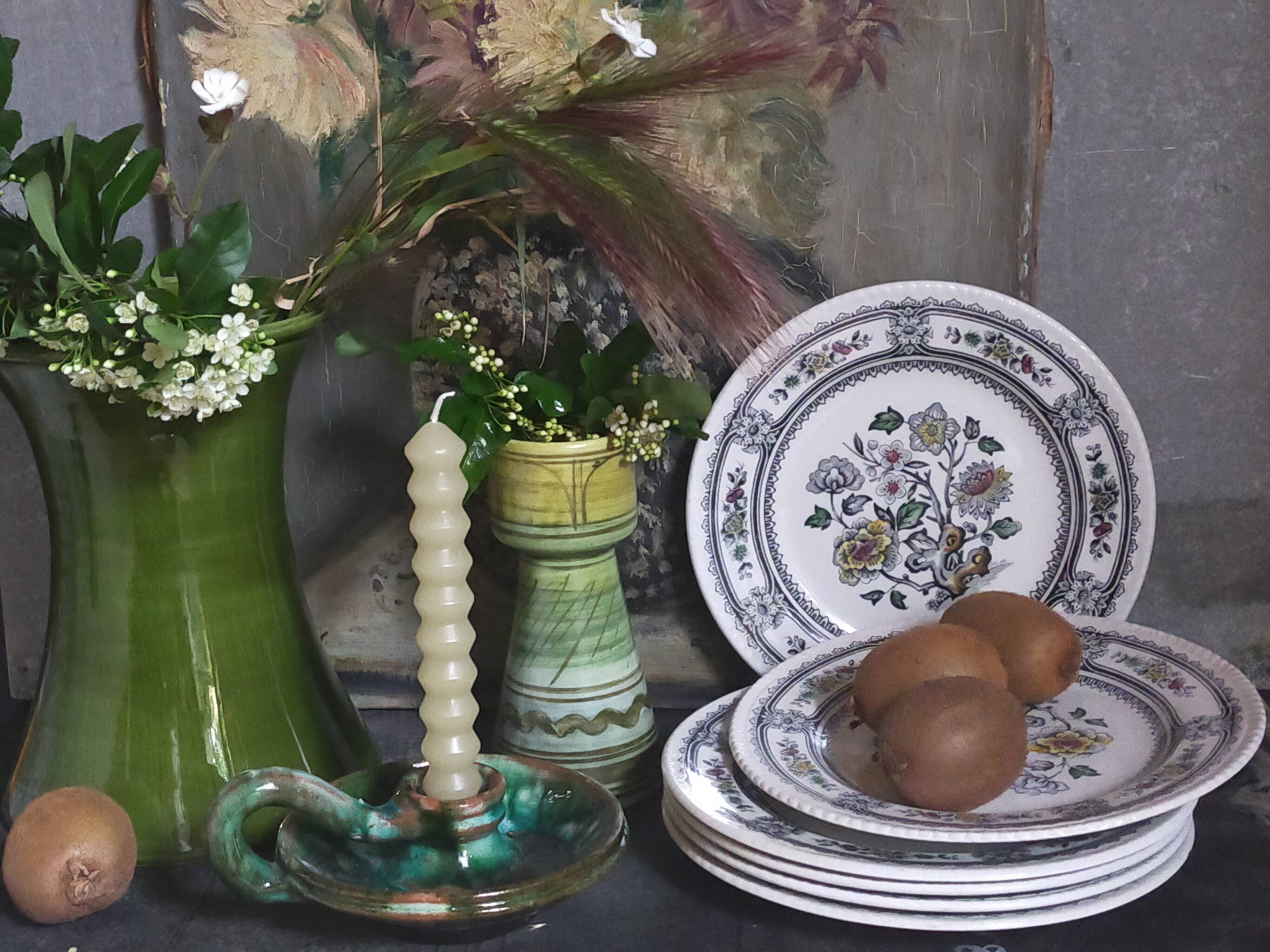 Six English porcelain dessert plates WOOD & SONS Dorset service
