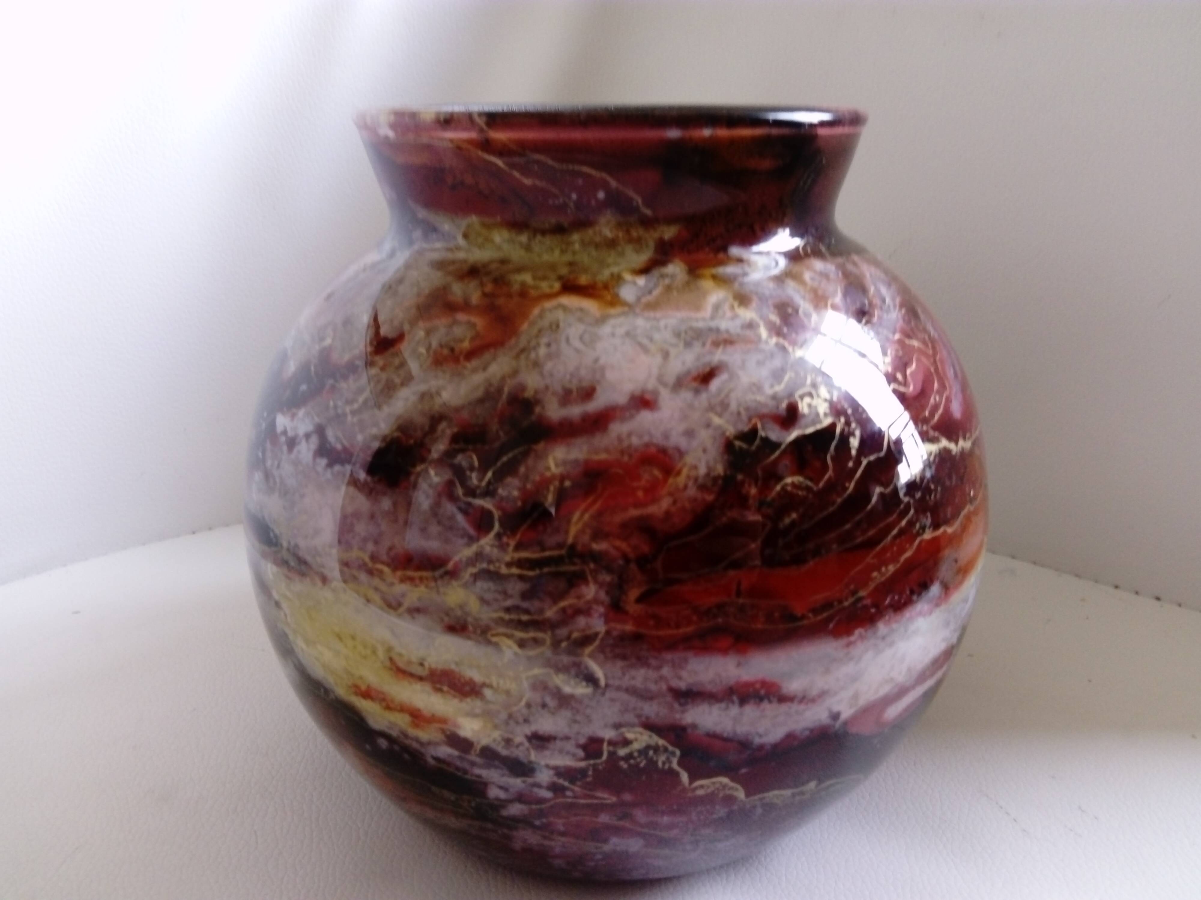 Lacquered glass ball vase by Jean Noel Bouillet