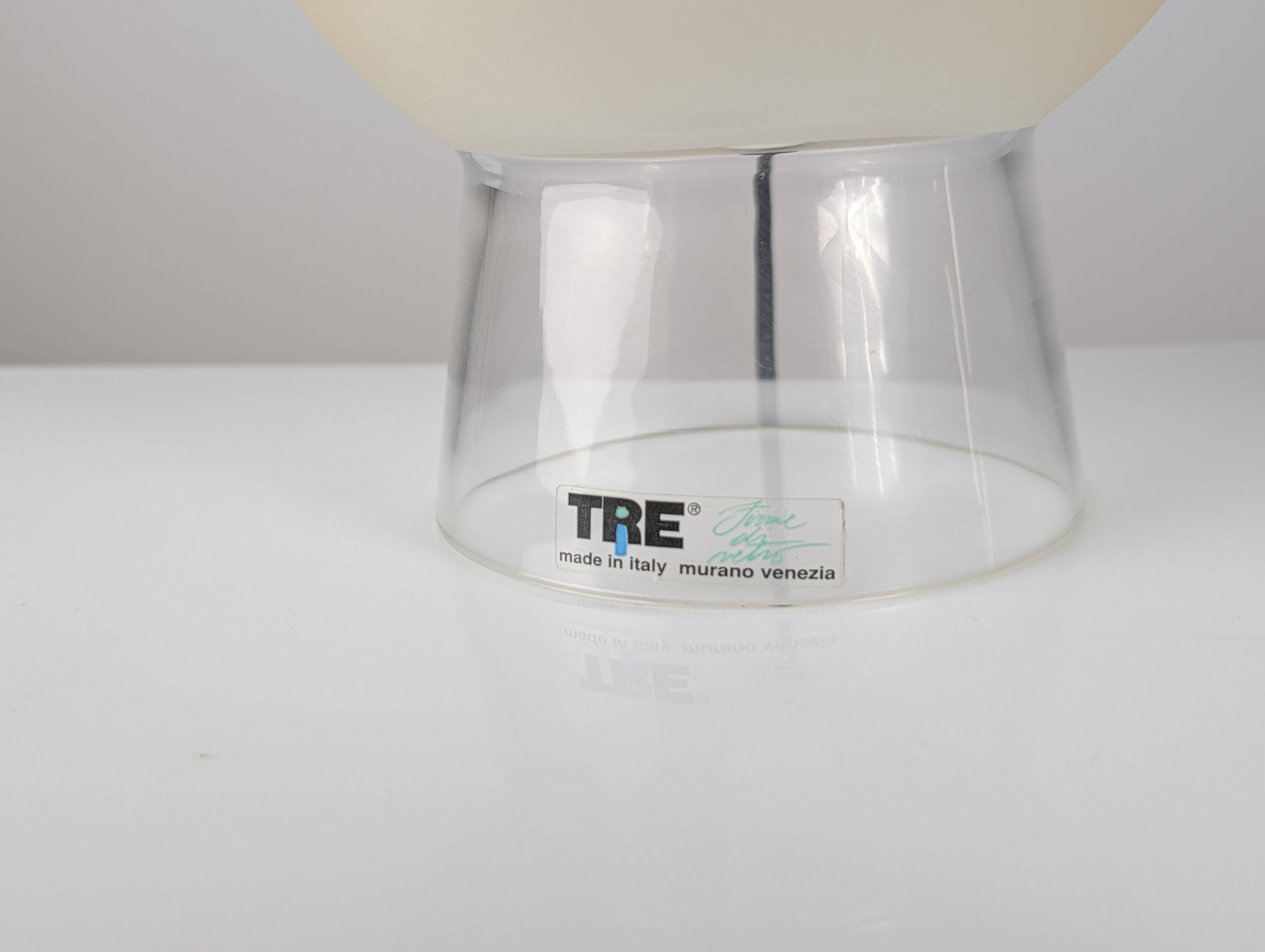 Murano glass table lamp by Itre, cone and satin sphere, Venice 1980s