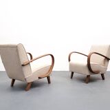 1930 Jindrich Halabala Bentwood Armchair in Beige Buckle