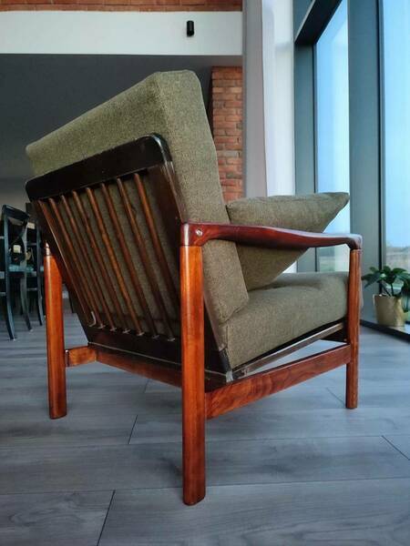 Mid Century Armchair Green Pillows Upholstery Living room armchair renovated