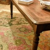 Old French farmhouse table in walnut, turned legs, waxed finish