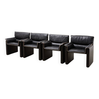 Set of 4 Carlo Bartoli Bogo Series Dining Chairs for Rossi di Albizzate Italy 1970s