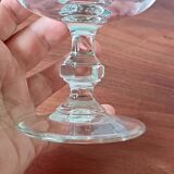 Arcoroc france stemmed glasses with forget-me-not decor, vintage 1980s