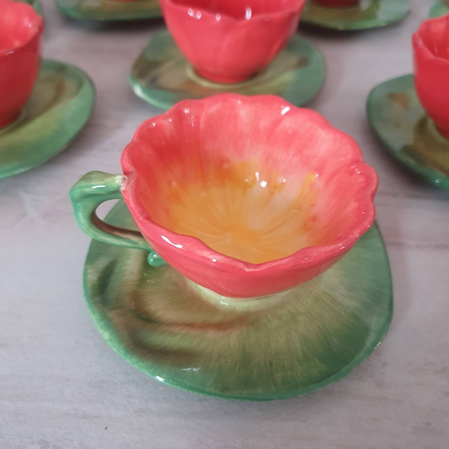 Barbotine flower coffee and tea service