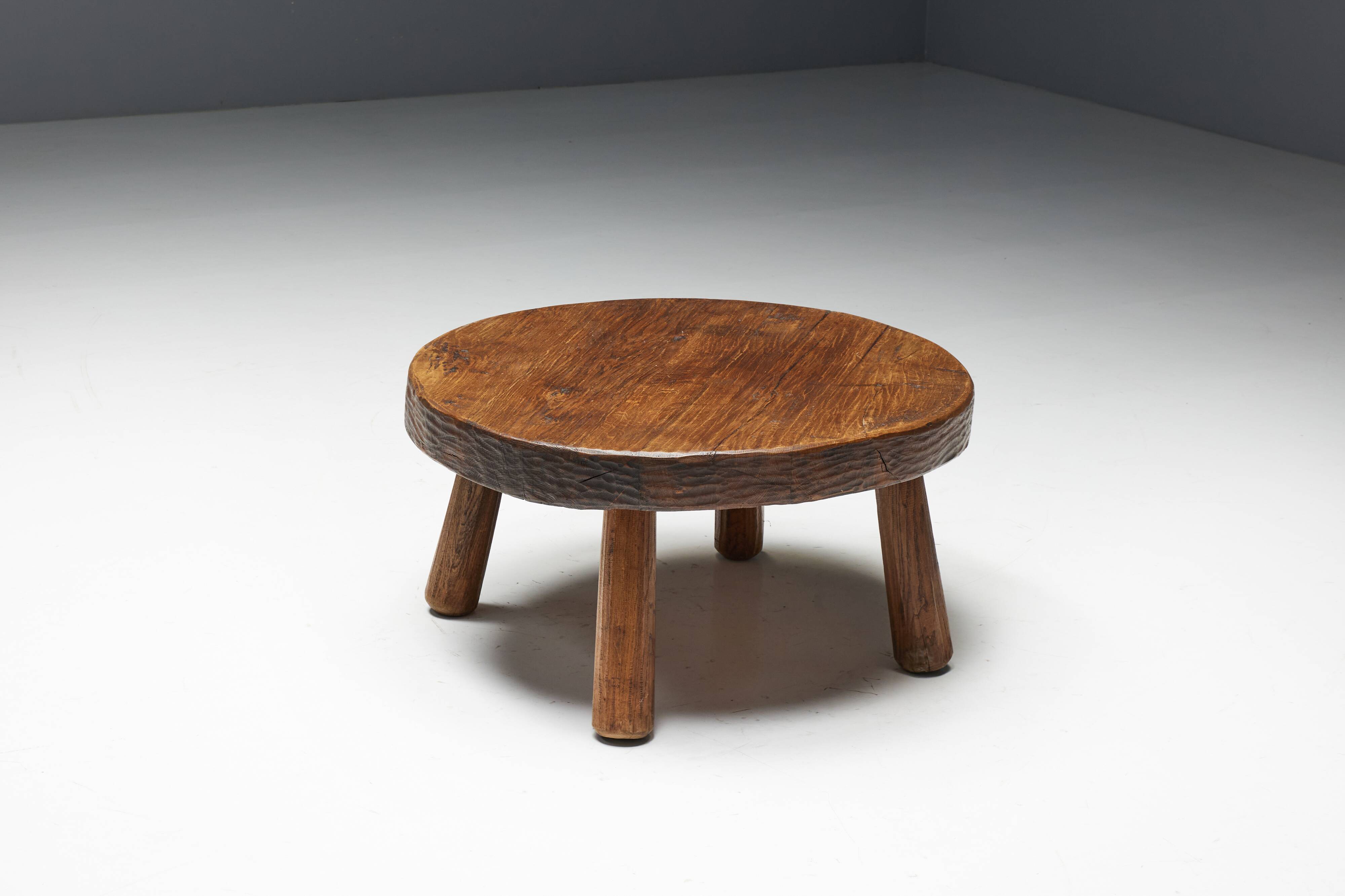 Brutalist Folk Art Coffee Table, France, 19th Century