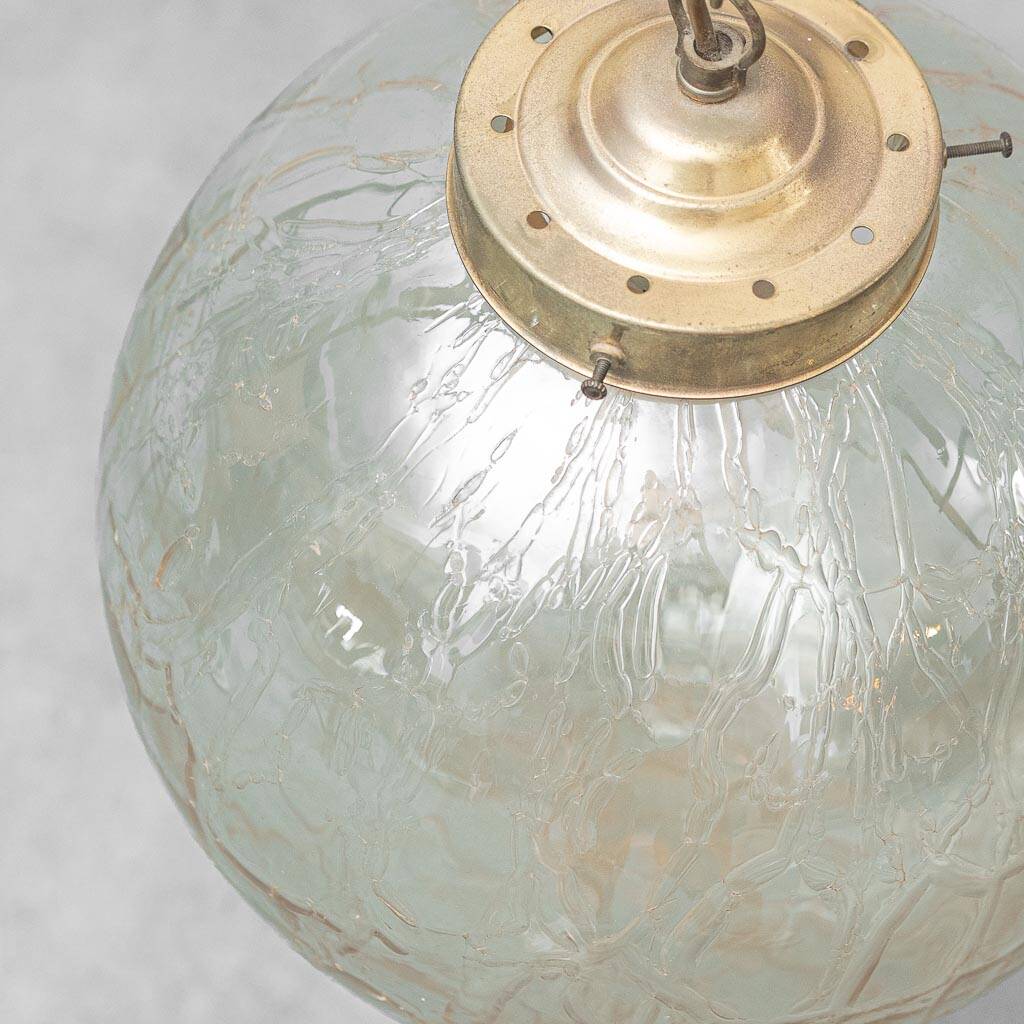 Vintage sphere chandelier in transparent glass and metal – 1960s