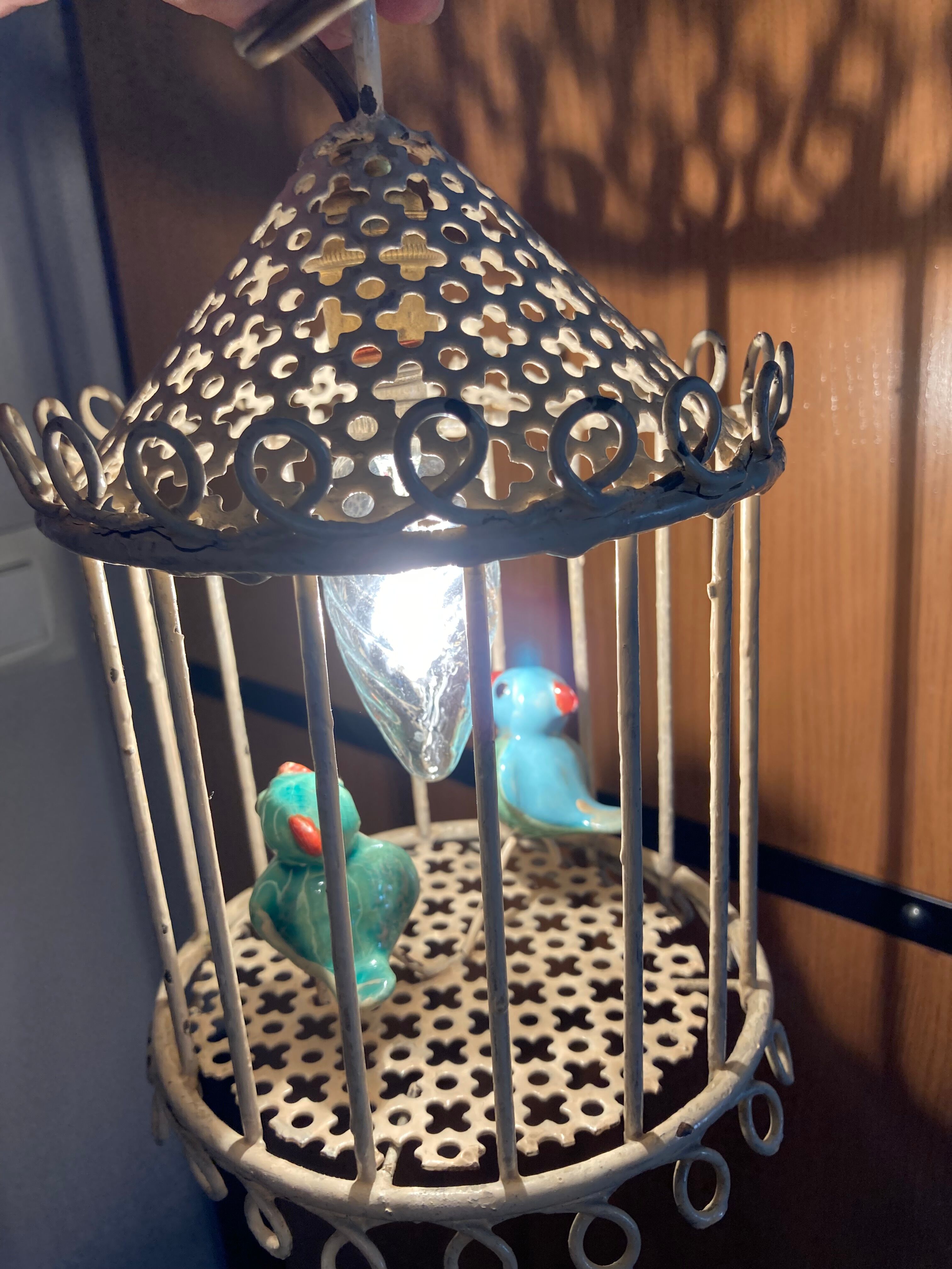 Bird cage lamp in vintage ceramics 50 years