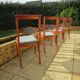 Rare - Set of 4 Louis Philippe/restoration style chairs with medallion - Colour blue / cherry wood