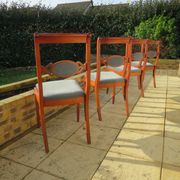 Rare - Set of 4 Louis Philippe/restoration style chairs with medallion - Colour blue / cherry wood