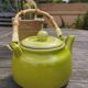 Anise green ceramic teapot, bamboo handle