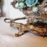 French Art Nouveau planter and "above all" in silver-plated metal and mirror dating from 1900 or earlier