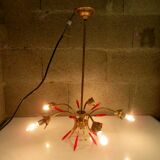 Lustre 5 branches style maison arlus lunel, 1950
