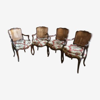 4 fauteuils Louis XV cabriolet cannés travail de tapisserie