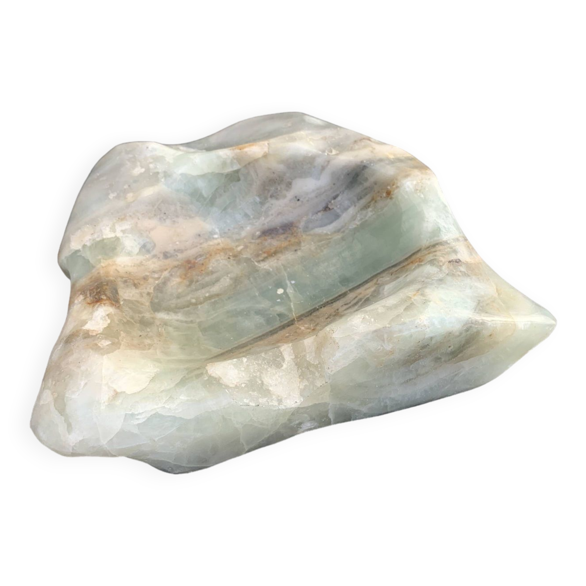 Ashtray cup in a green polished stone and vintage veins