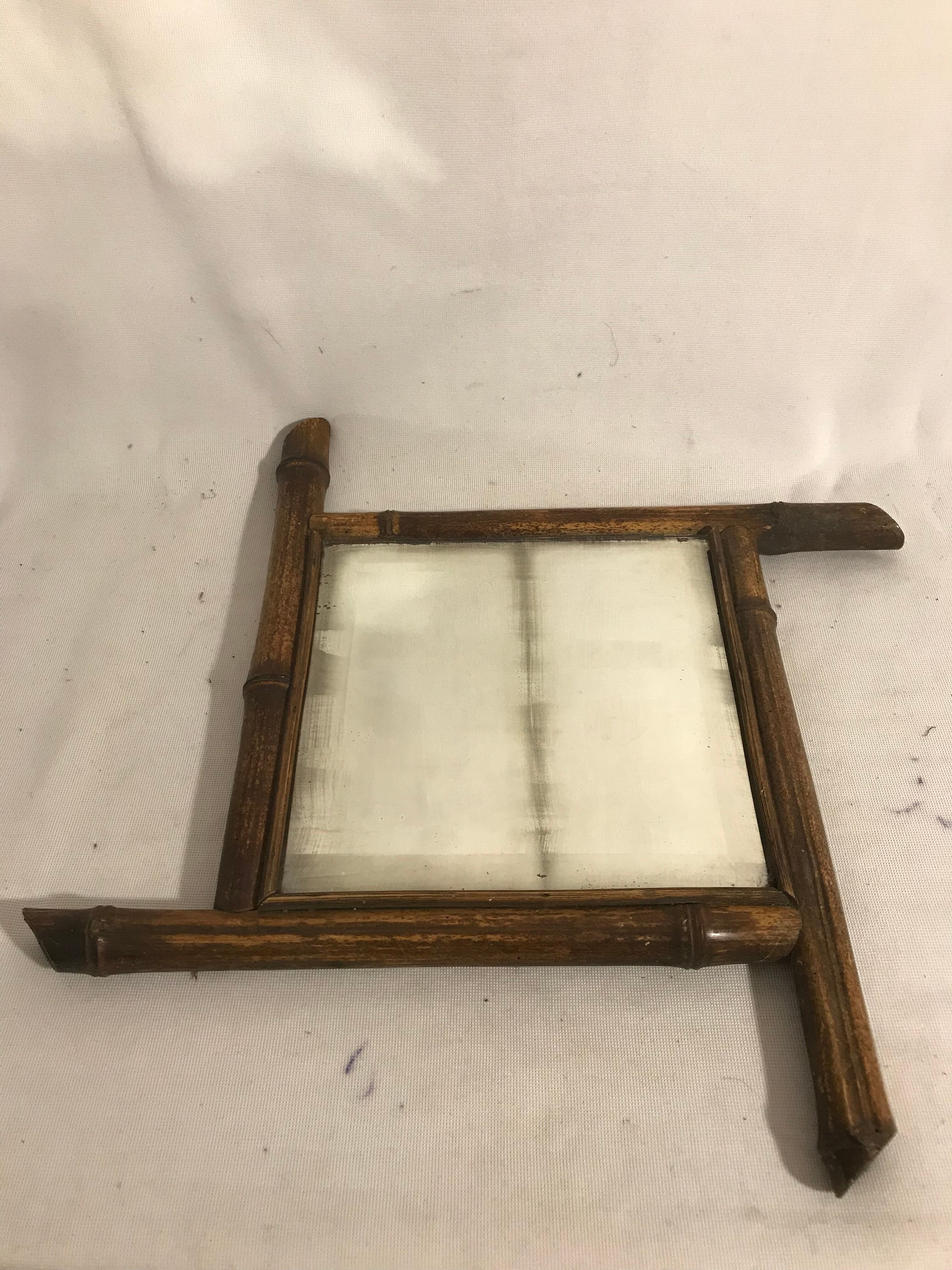 Old bamboo mirror 60 - 42x42cm