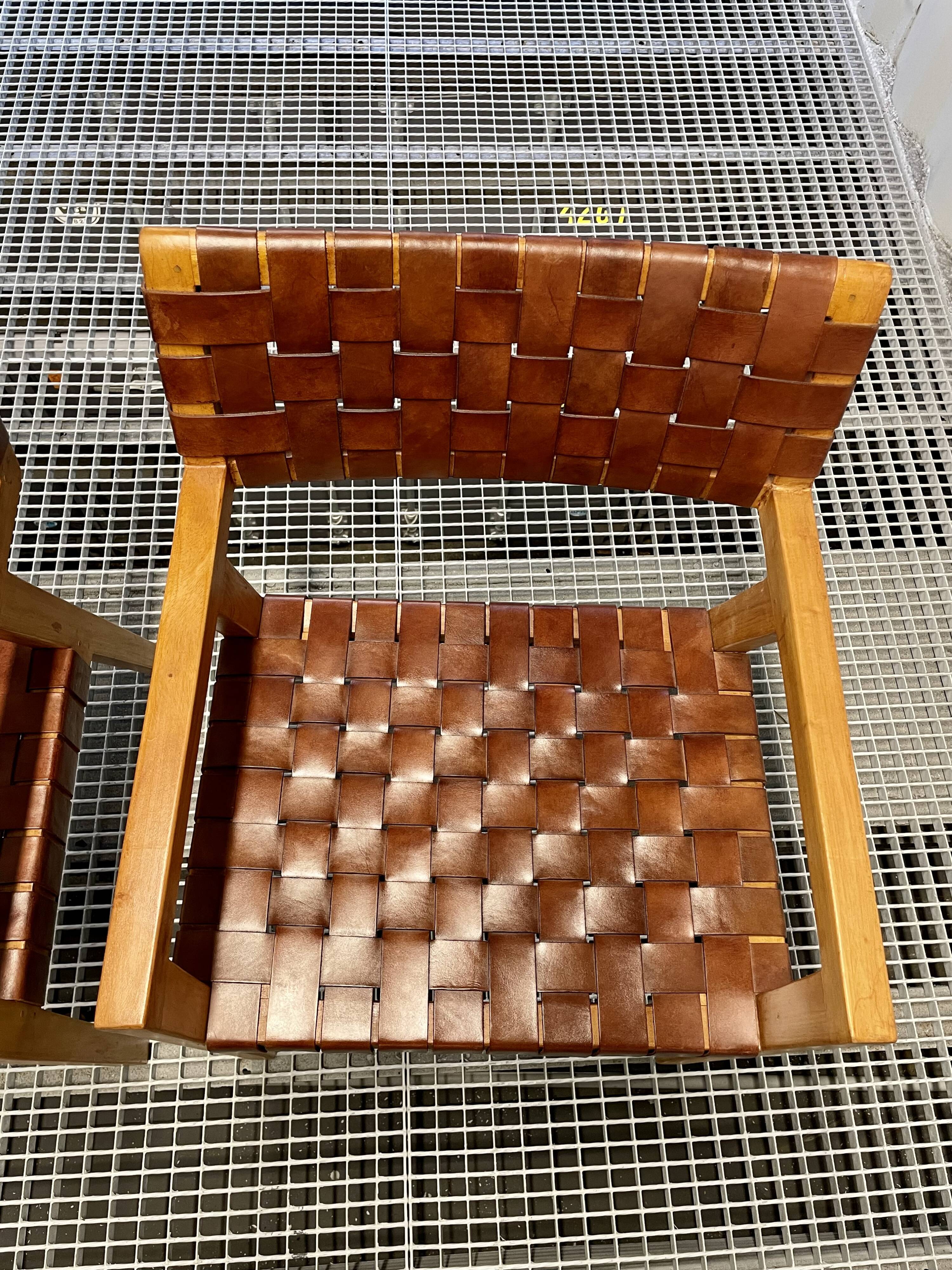 Olivier de Schrijver - Boss armchairs in leather straps - vintage