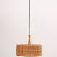 Vintage Temde Hanging Lamp with Teak and Raffia 1960s Germany.