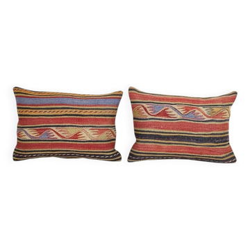 Set of 2 vintage kilim cushion covers 36x51 cm