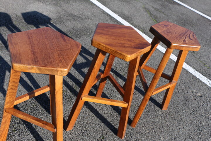 Suite de 3 tabourets scandinave en bois