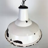 Industrial British White Enamel Factory Pendant Lamp from Benjamin, 1960s