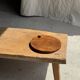 Average circular teak monoxyle chopping board with handle 26 x 18.
