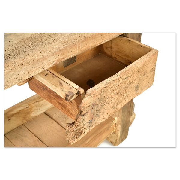 Établi d’atelier en bois ancien (74 x 210 x 47cm)