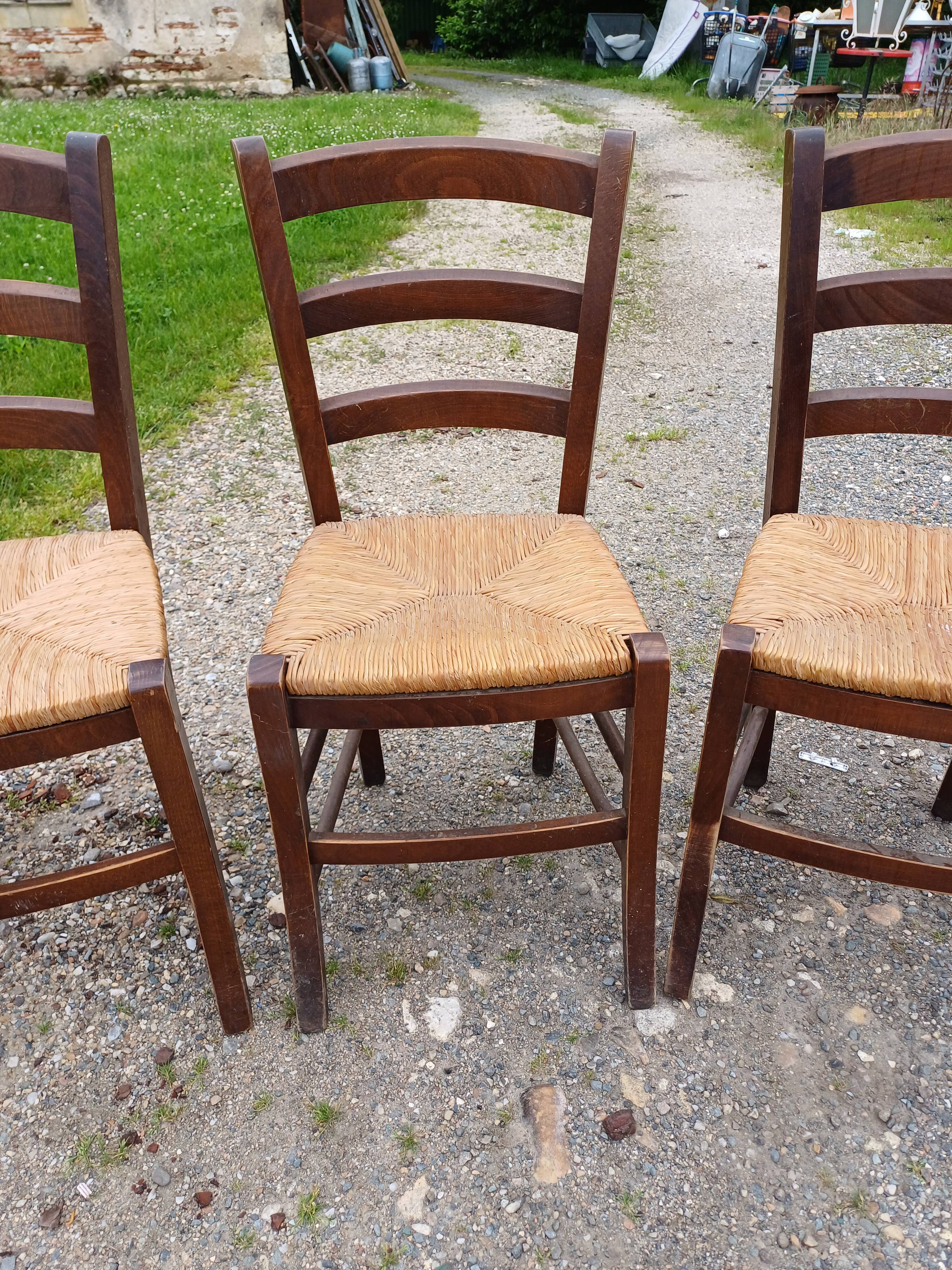 4 Old Straw Chairs