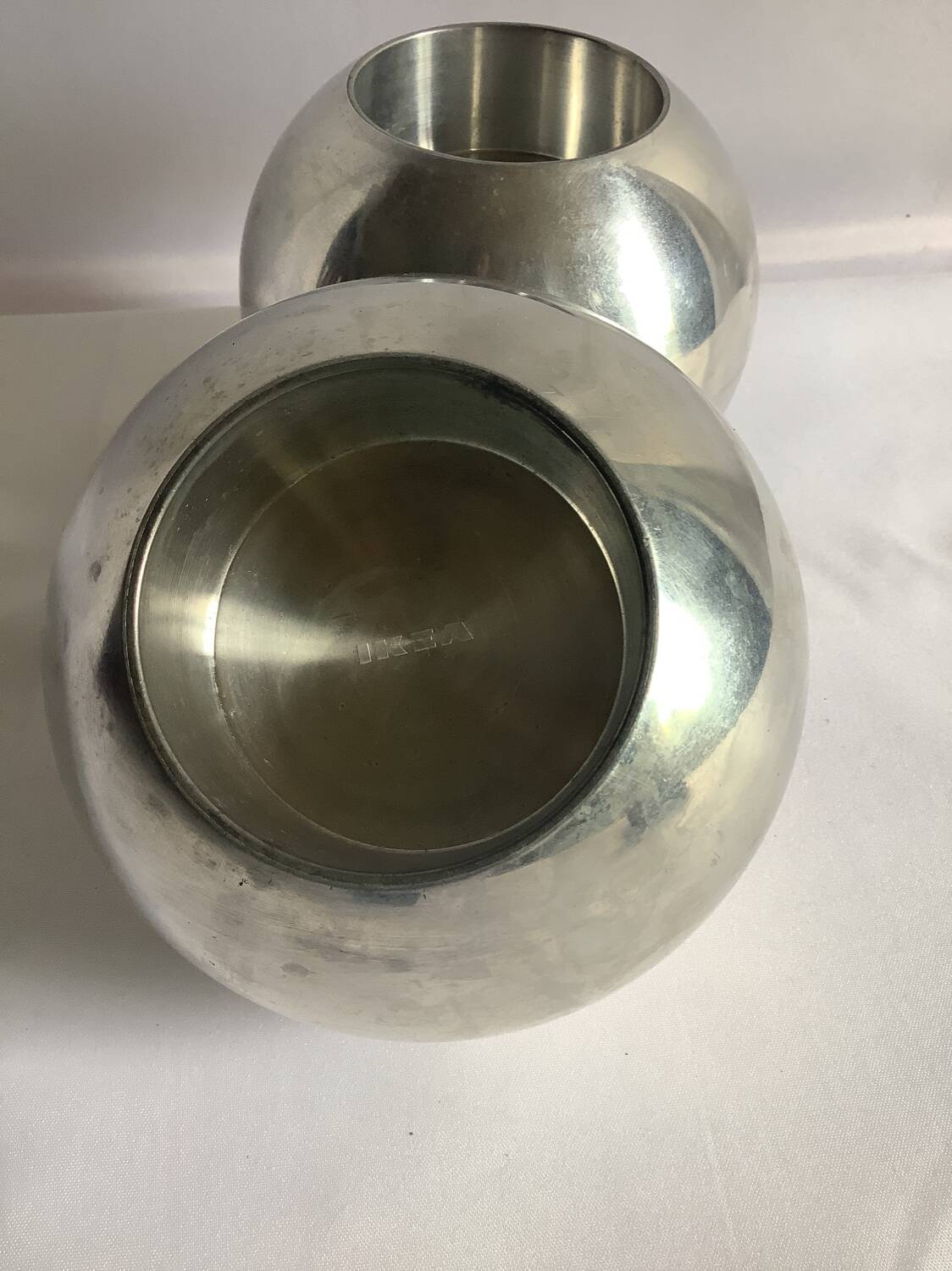 2 vintage aluminum spherical candle holders model Nässjö