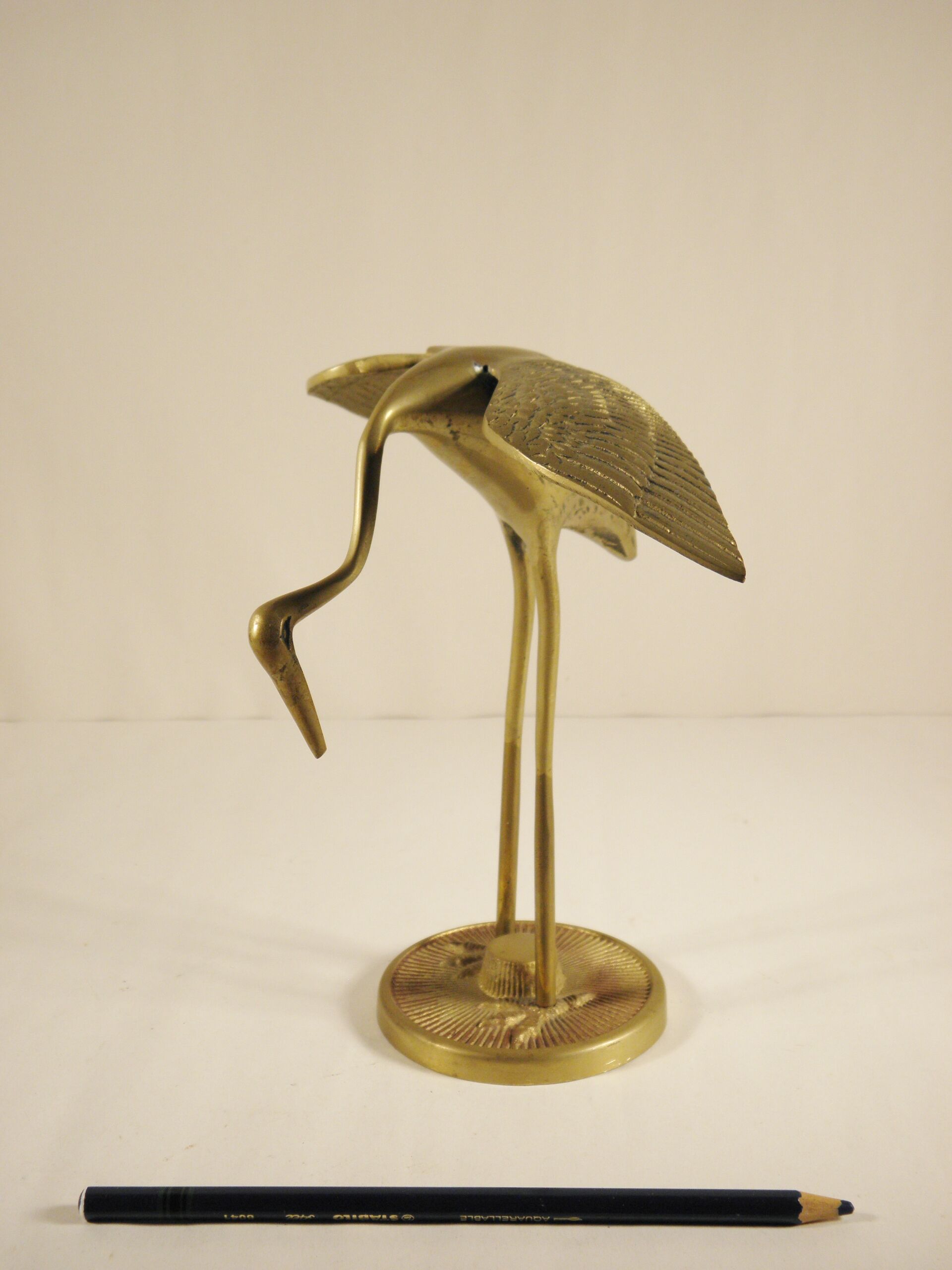 Brass heron 19 cm