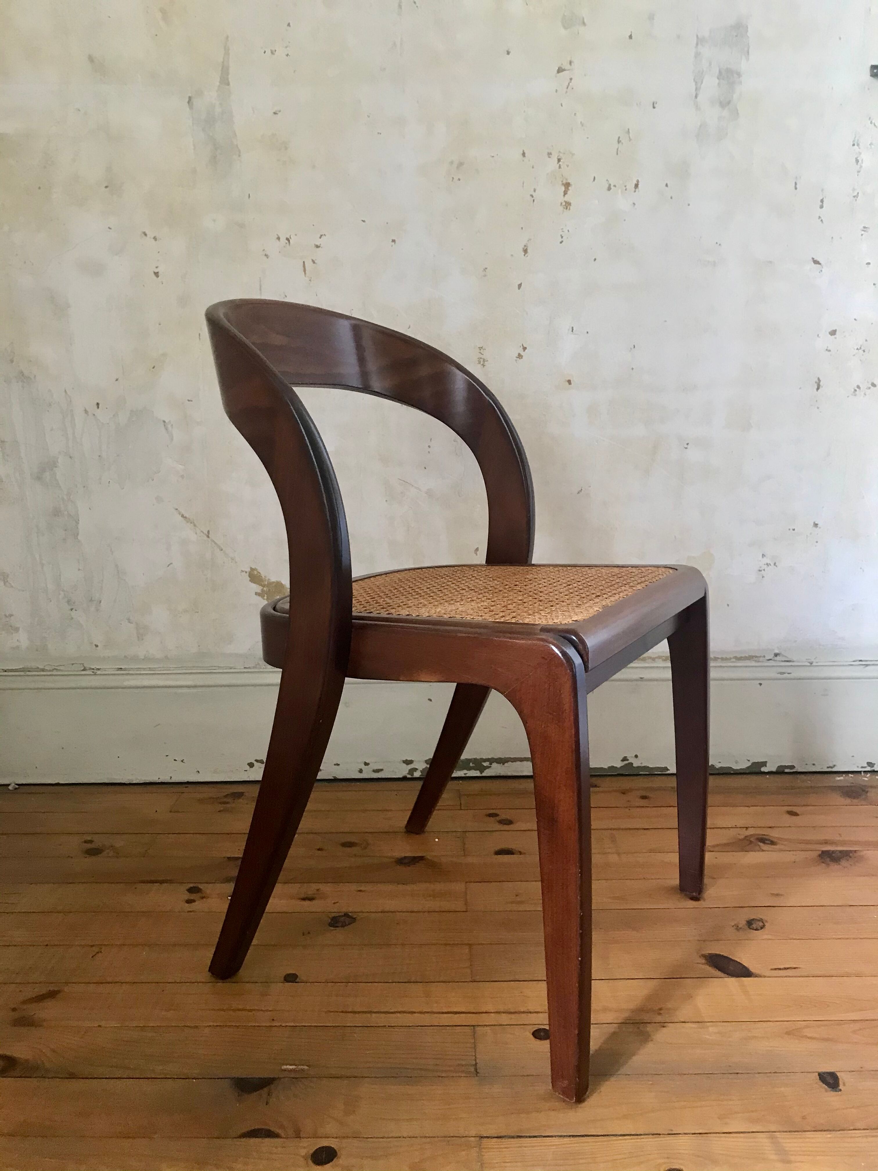 Chaises Gondoles assise cannage par Baumann 1970