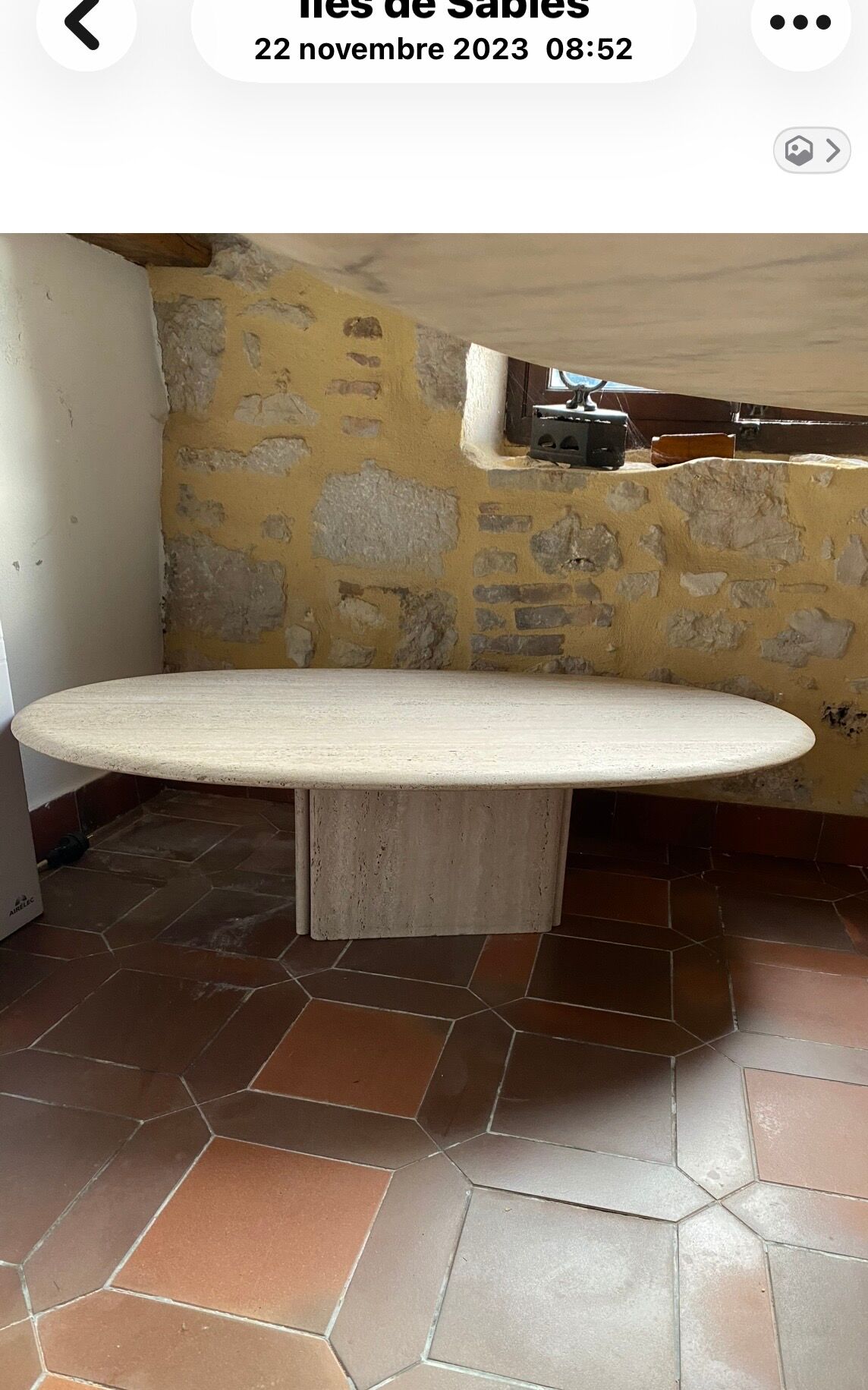 Travertine coffee table
