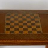 Table chess marqueterie piece sculptee bois 1930
