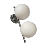 Double chrome metal and opaline balls sconce