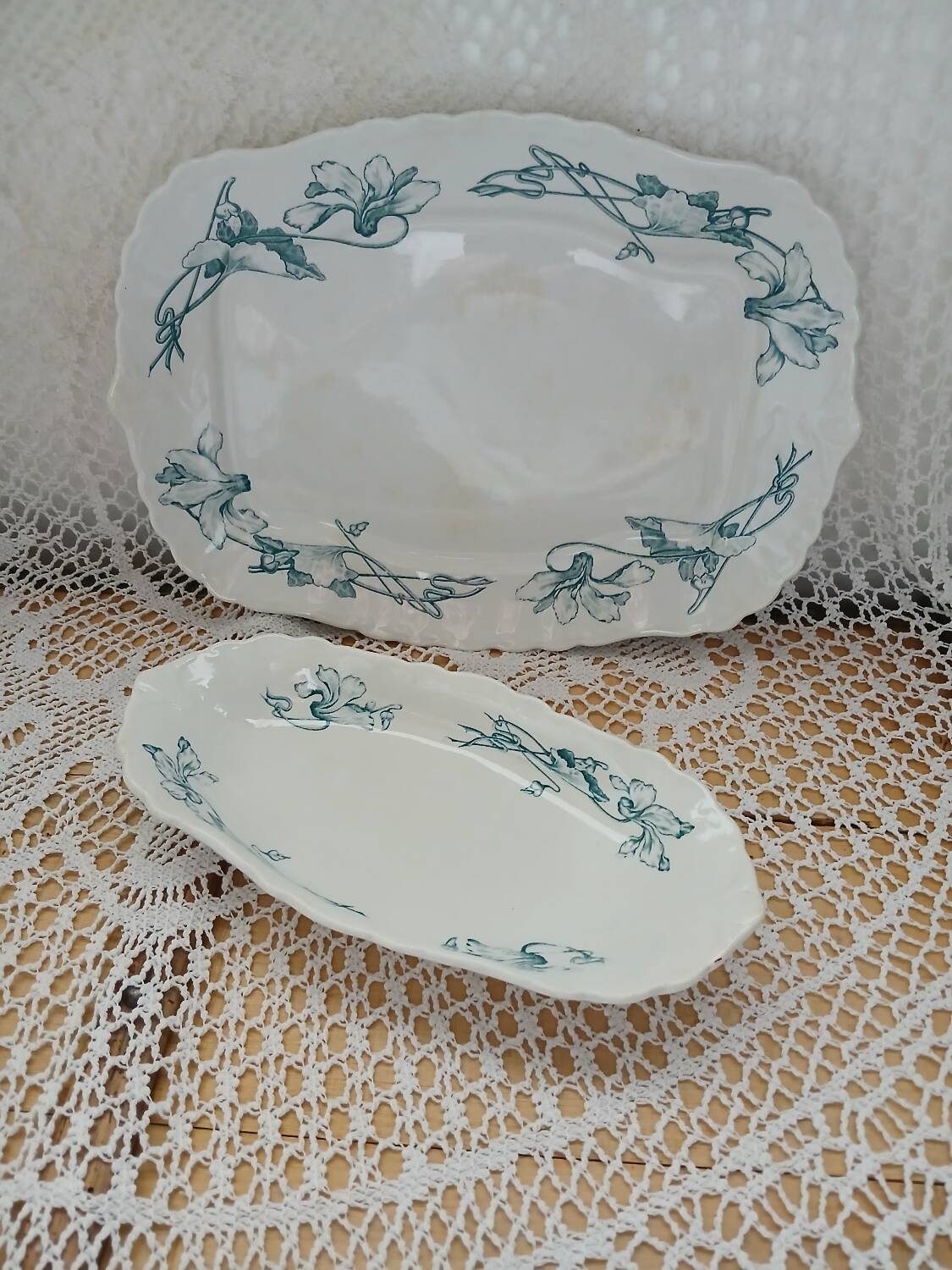 2 antique ironstone dishes