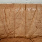 Cinna sofa. Circa 1970. Foam and "caramel" leather. 3 seats.