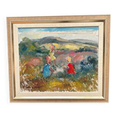 Original Swedish Oil on Canvas - "Children Playing" by Nils Sewerin (1920-1985) - Signed - Vintage and Framed - 77 × 66 cm (30.3" × 26")