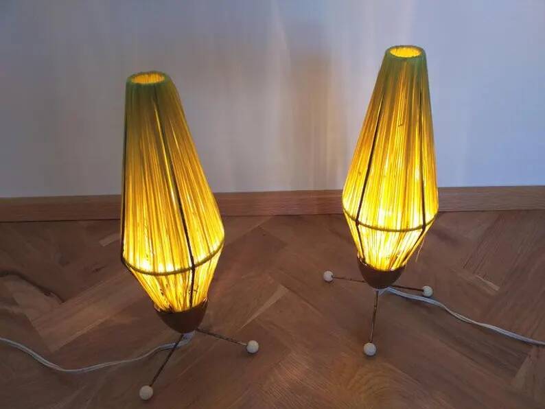 Pair of Rare Midcentury Table Lamps Rocket, 1960s