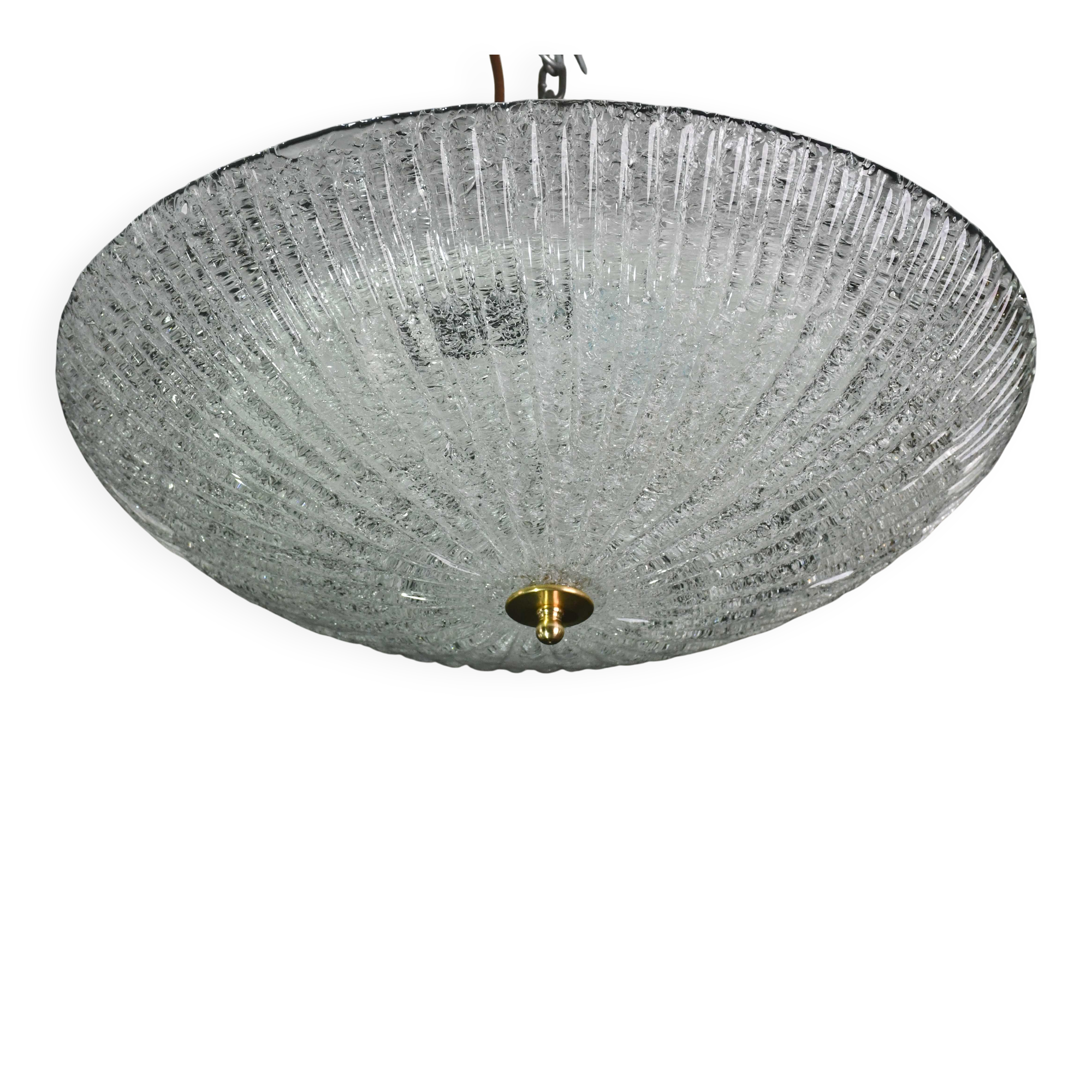 Vintage Italian Transparent Murano Glass Flush Mount Light