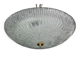Vintage Italian Transparent Murano Glass Flush Mount Light