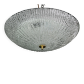 Vintage Italian Transparent Murano Glass Flush Mount Light