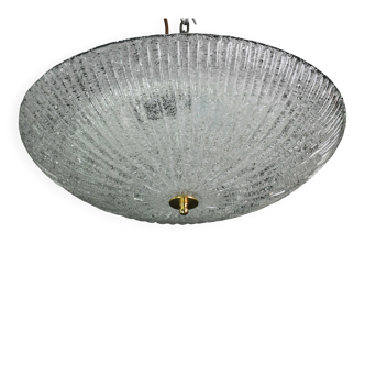 Vintage Italian Transparent Murano Glass Flush Mount Light