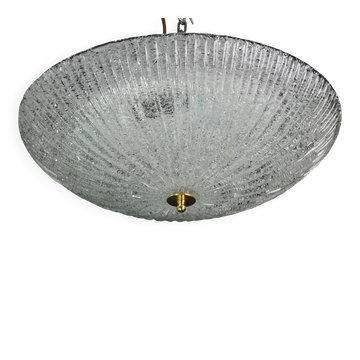 Vintage Italian Transparent Murano Glass Flush Mount Light