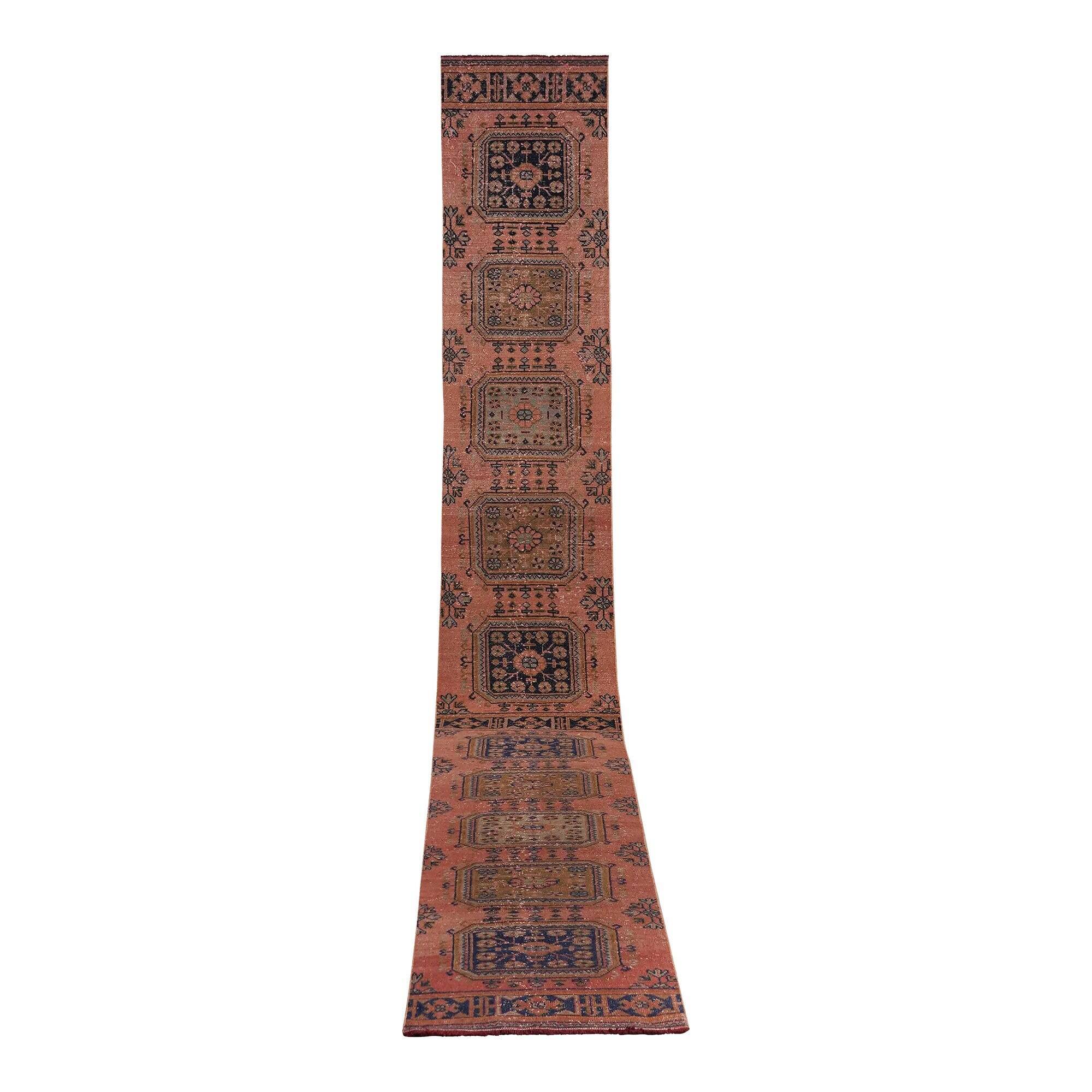 Vintage Turkish hallway rug 80x651 cm