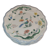 6 flat faience plates of Gien decor birds of paradise