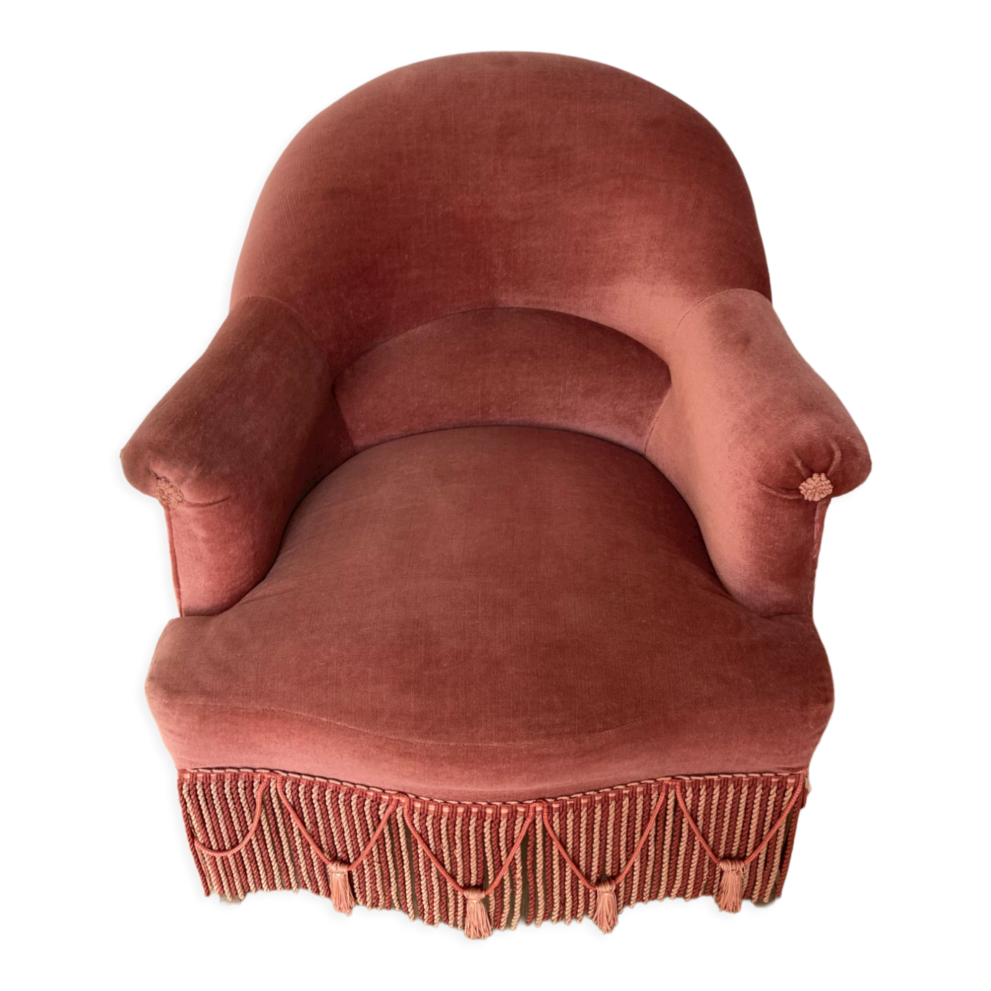 Pink velvet armchair