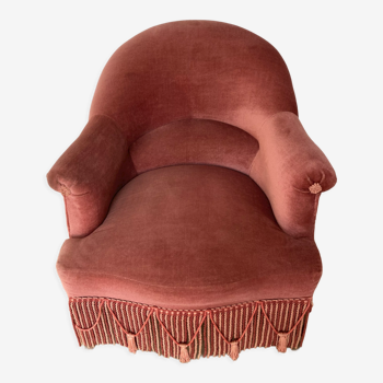 Fauteuil velours rose