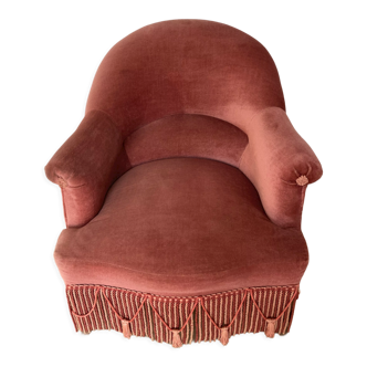 Pink velvet armchair