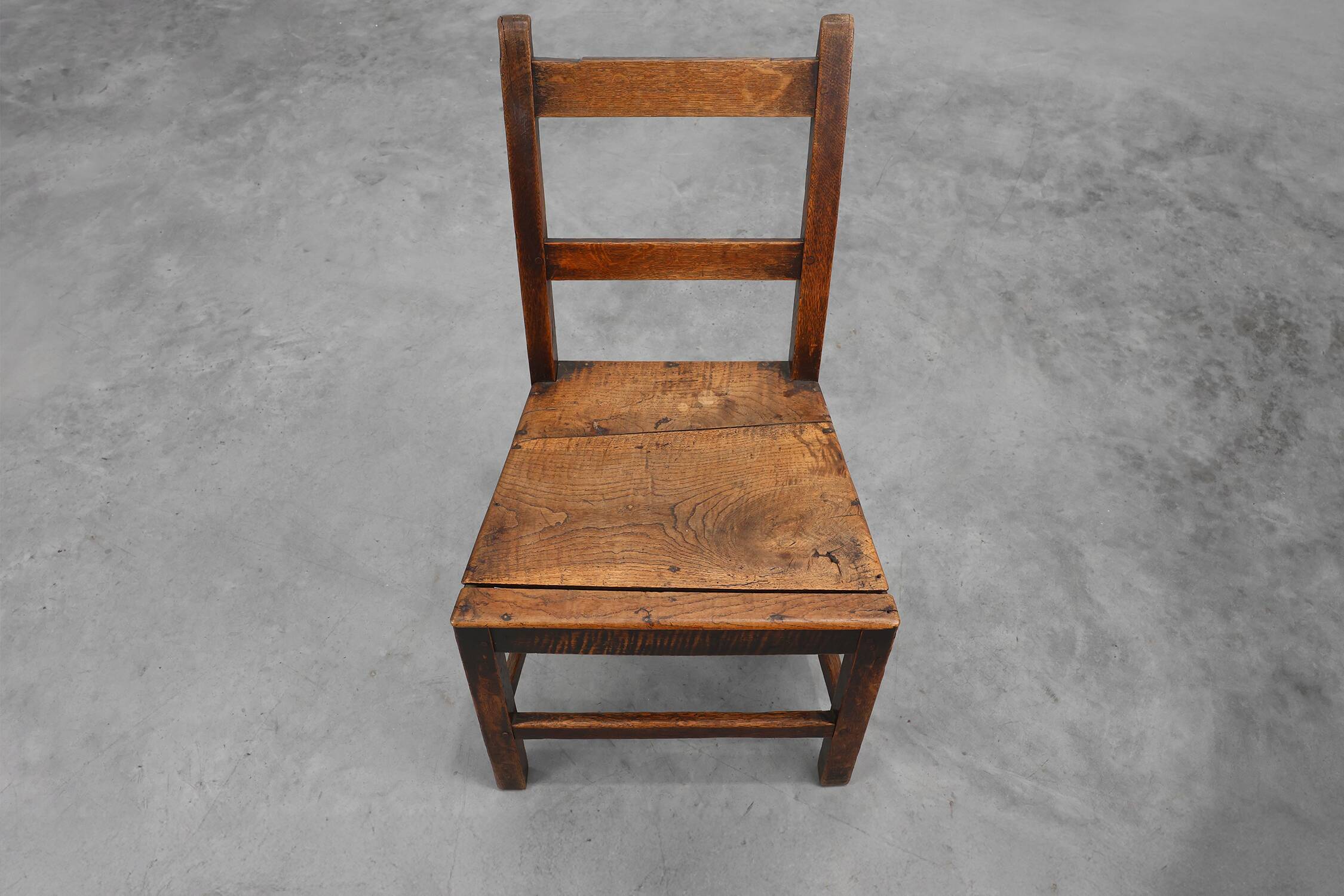 Antique oak late 19th century oak side chair, Belgium