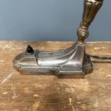 Antique art nouveau table lamp with frosted glass shade